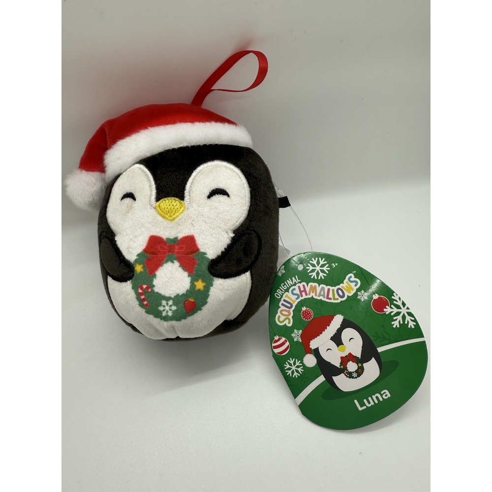 NEW Squishmallows Luna Penguin Wreath‎ 4" Christmas Plush Ornament NWT
